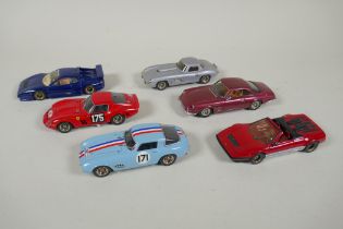 Six AMR (Andre Marie Ruf) 1:43 scale metal kit built Ferrari models, including a Ferrari 250 GT