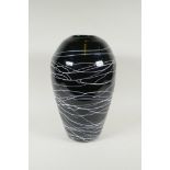 A black art glass vase, 35cm high