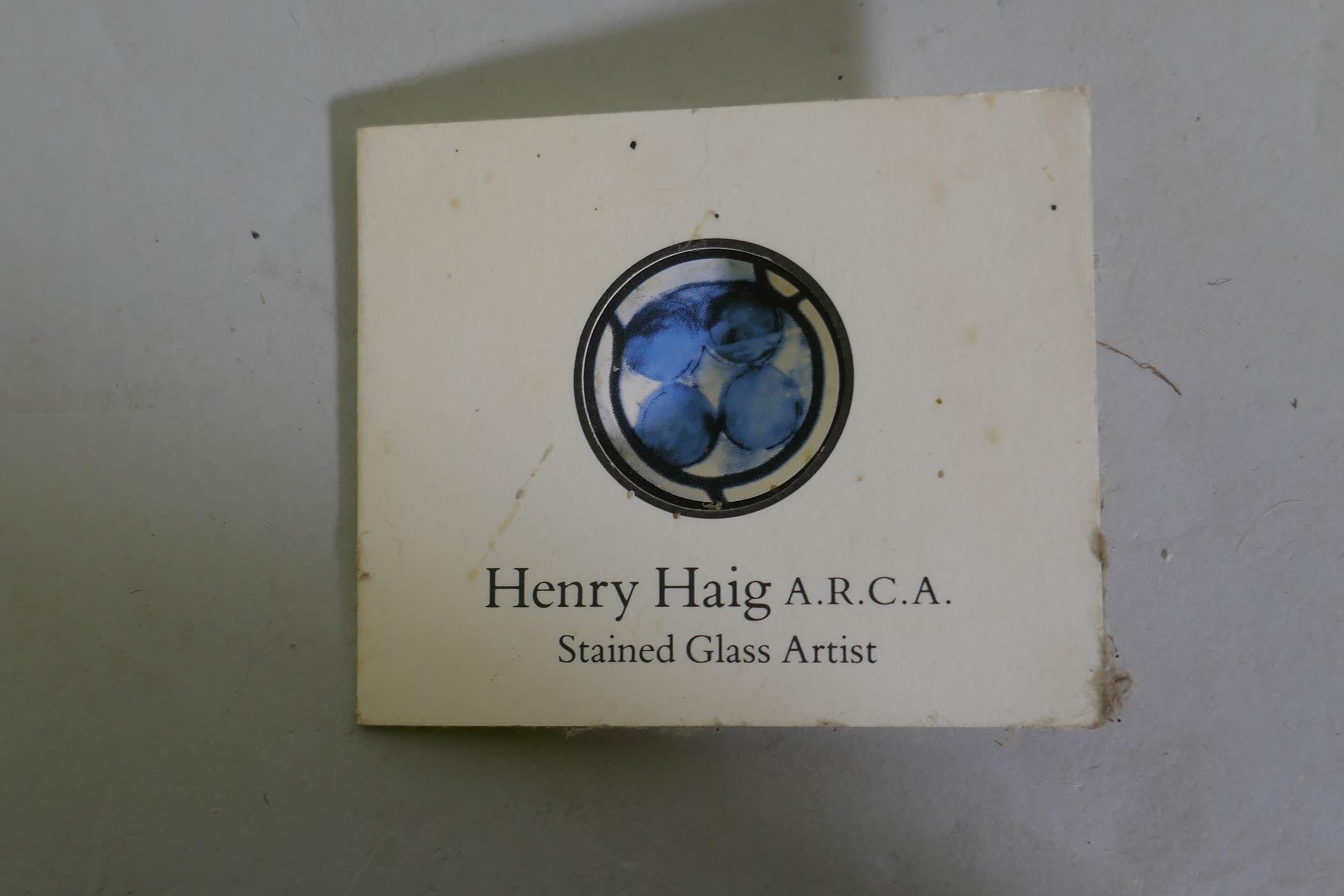 Henry Haig, A.R.C.A., stained glass artist, abstract seascape, possibly Isle of Wight, signed H. - Image 4 of 5