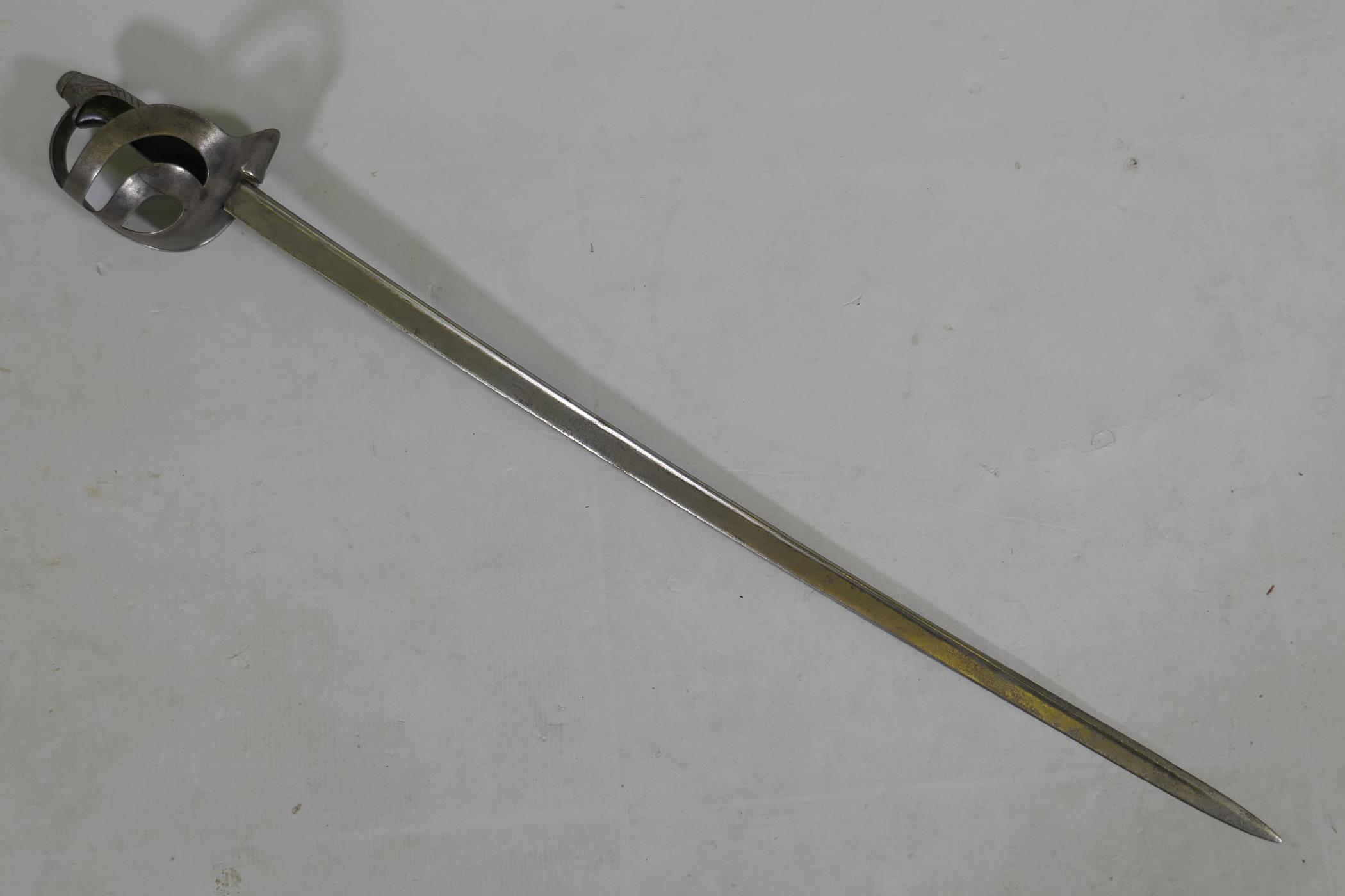 A late C19th Continental cavalry sword, indistinctly marked to the blade and marked A7460 to the