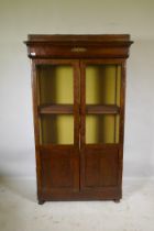A C19th French mahogany two door cupboard with wire grilled doors, 97 x 35 x 166cm