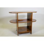 An Art Deco oak open bookcase/display table in the manner of Heals, 77 x 38 x 60cm