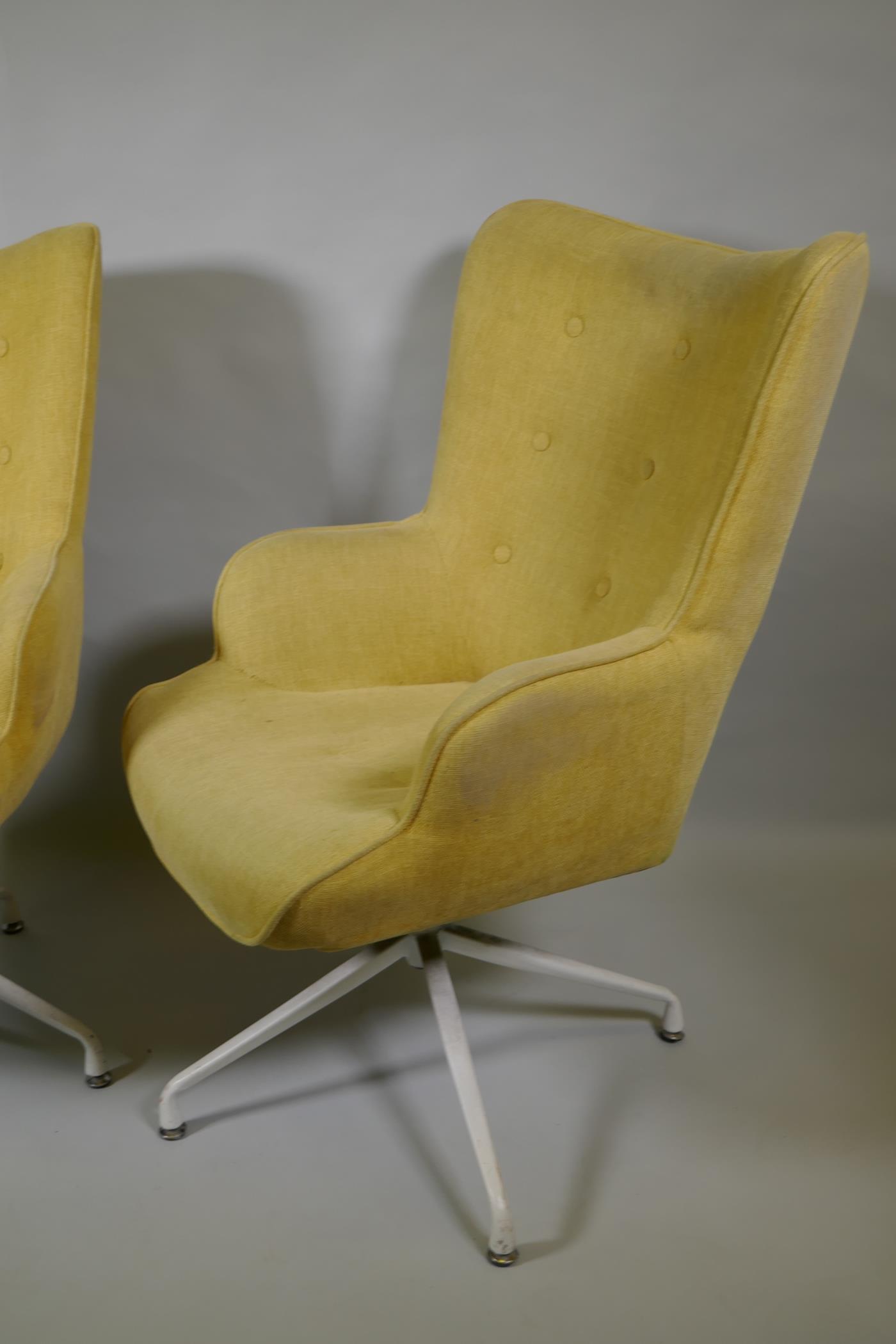 A pair of reclining swivel armchairs on spider legs - Image 3 of 4