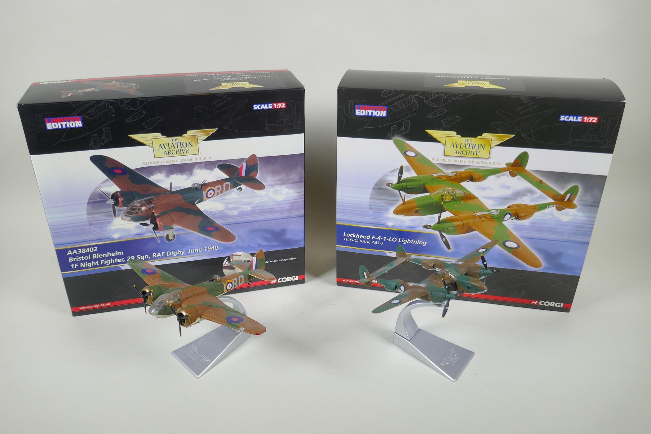 Two Corgi limited edition Aviation Archive diecast 1:72 scale models, including a Bristol Blenheim - Image 2 of 4