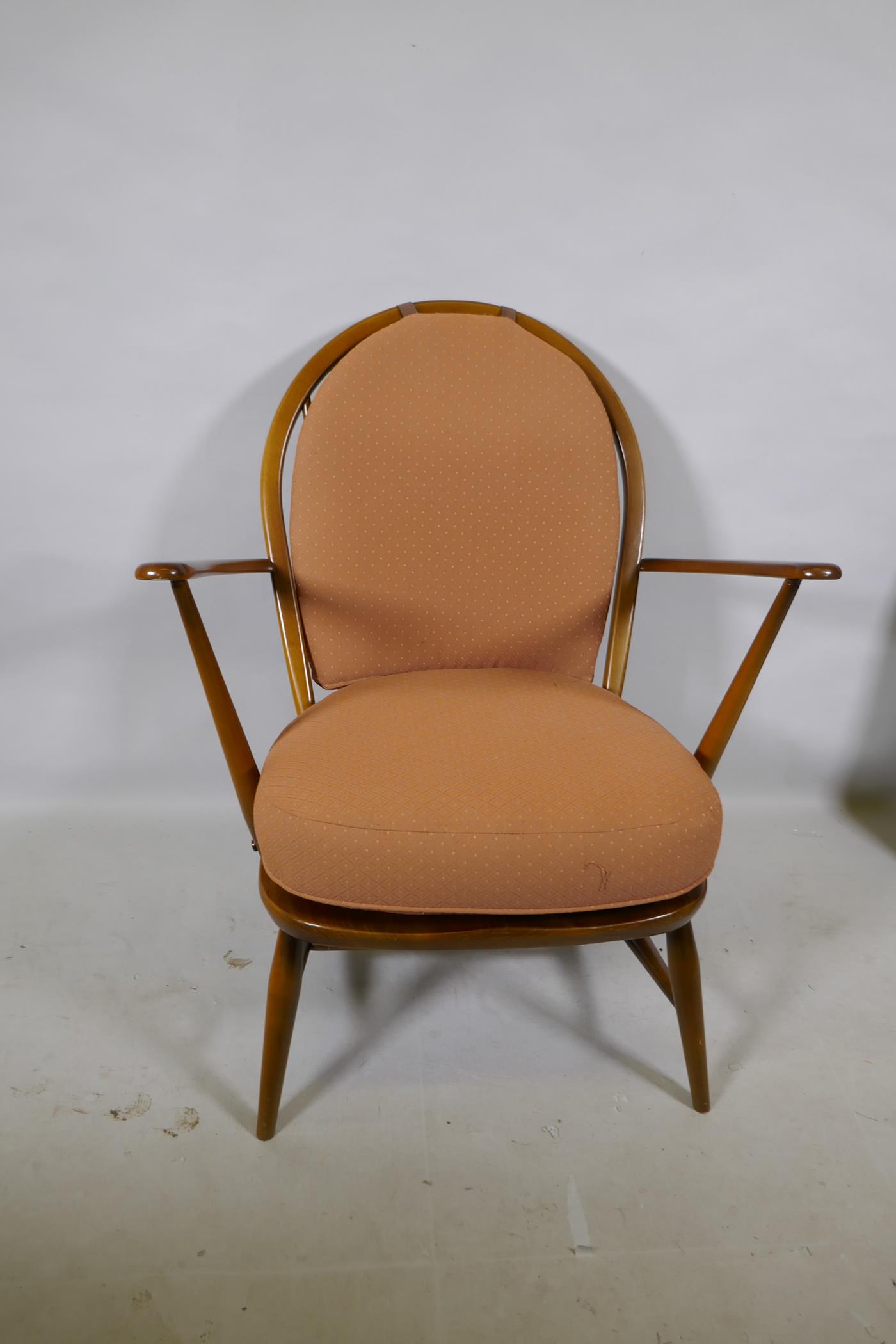A vintage Ercol elm Fleur de Lys armchair - Image 3 of 3
