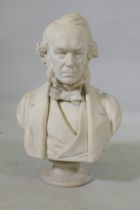 A C19th Parian ware bust of Richard Cobden, impressed Adams & Co, E.W. Wyon F. and published by John