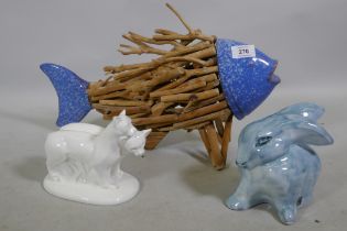 Royal Doulton Classics, Images of Nature, Soul Mates, HN4513; David Sharp for Rye Pottery, rabbit,