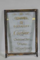 A painted pine frame with reverse painted glass decoration, 90 x 61cm