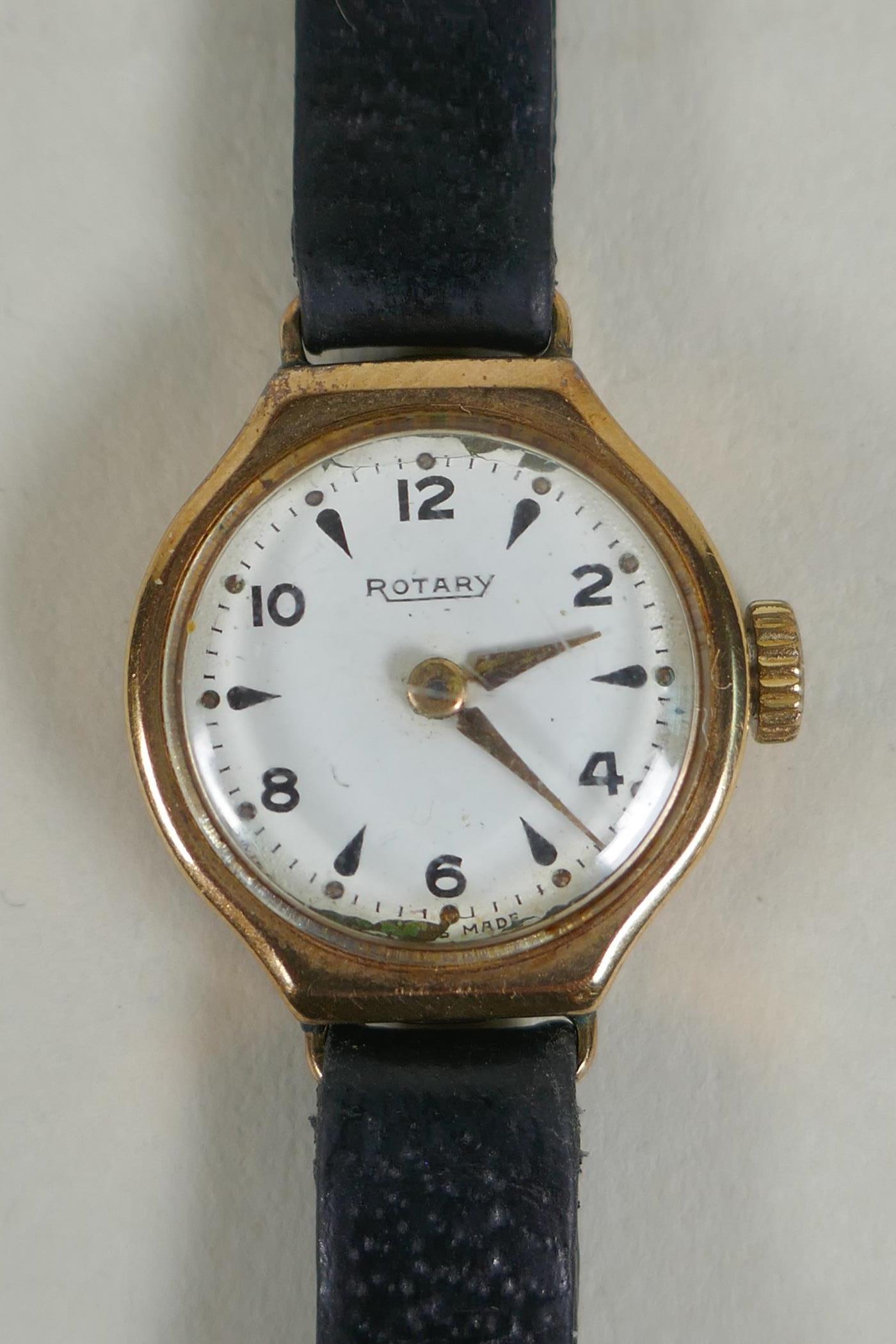A Rotary 9ct gold lady's cocktail watch, case no. 12813,  a Raymond Weil lady's gold plated cocktail - Image 3 of 10