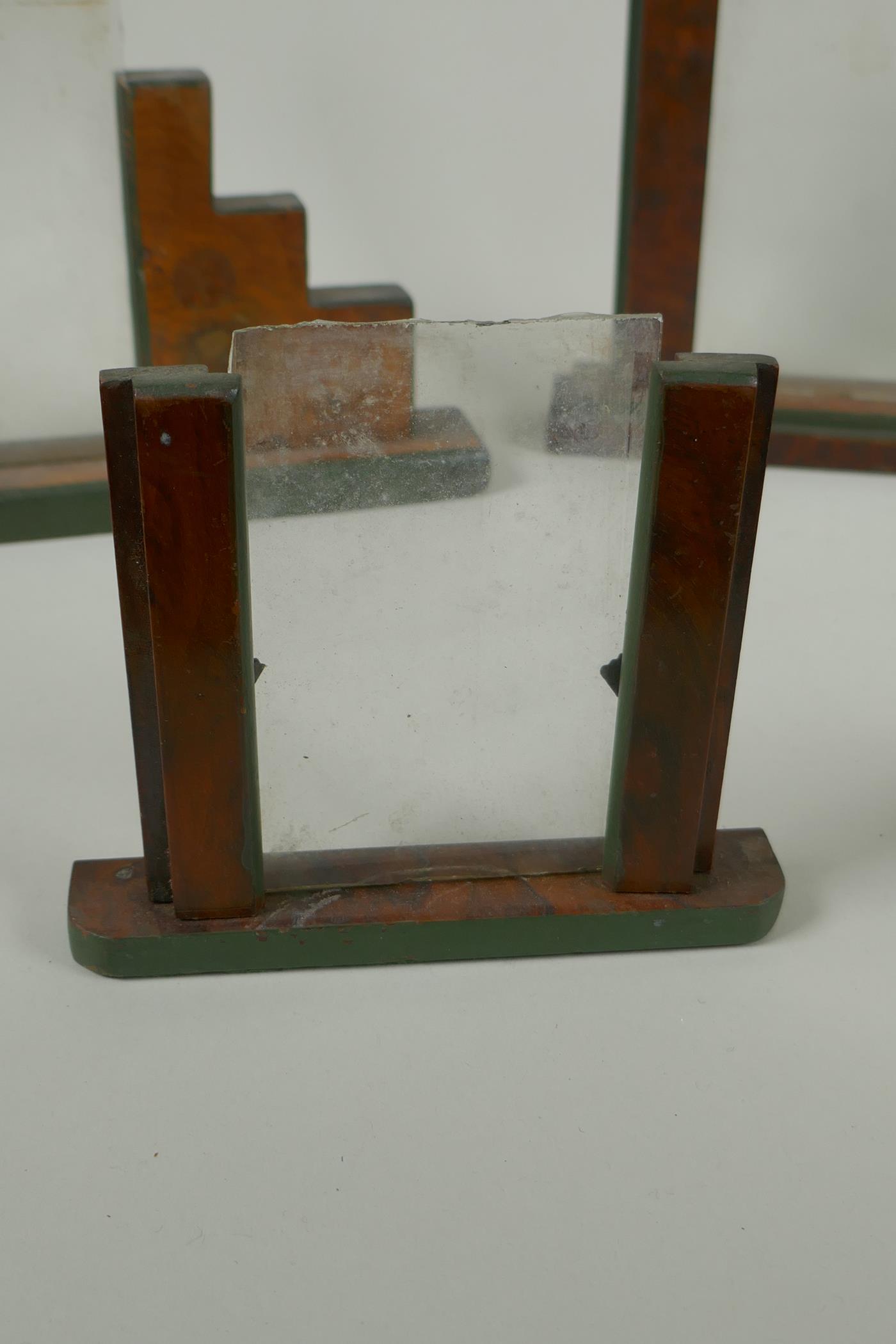 Five early C20th Art Deco walnut photograph frames, largest 26cm wide, 20cm high - Image 6 of 6