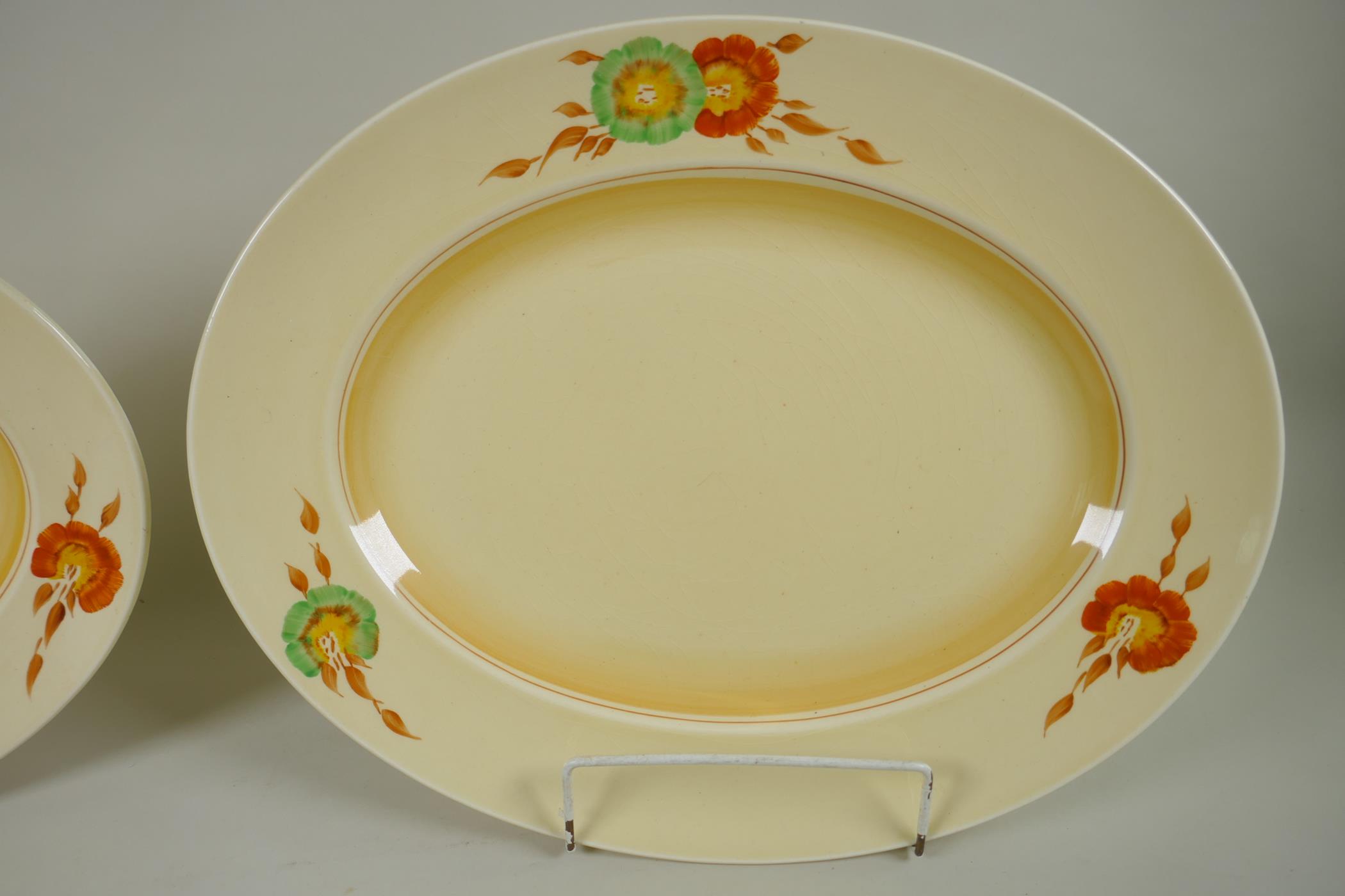 A set of Newport Pottery Clarice Cliff Corolla pattern oval serving dishes and tureen, largest 41 - Image 6 of 7