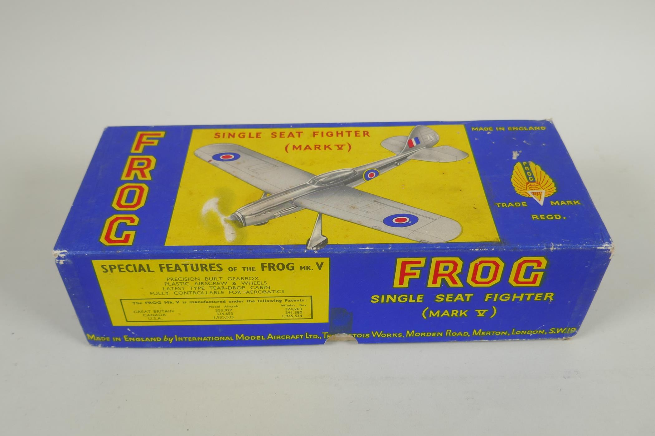 A vintage Frog single seat Fighter Mk V model aircraft, in original box, appears complete - Image 6 of 6