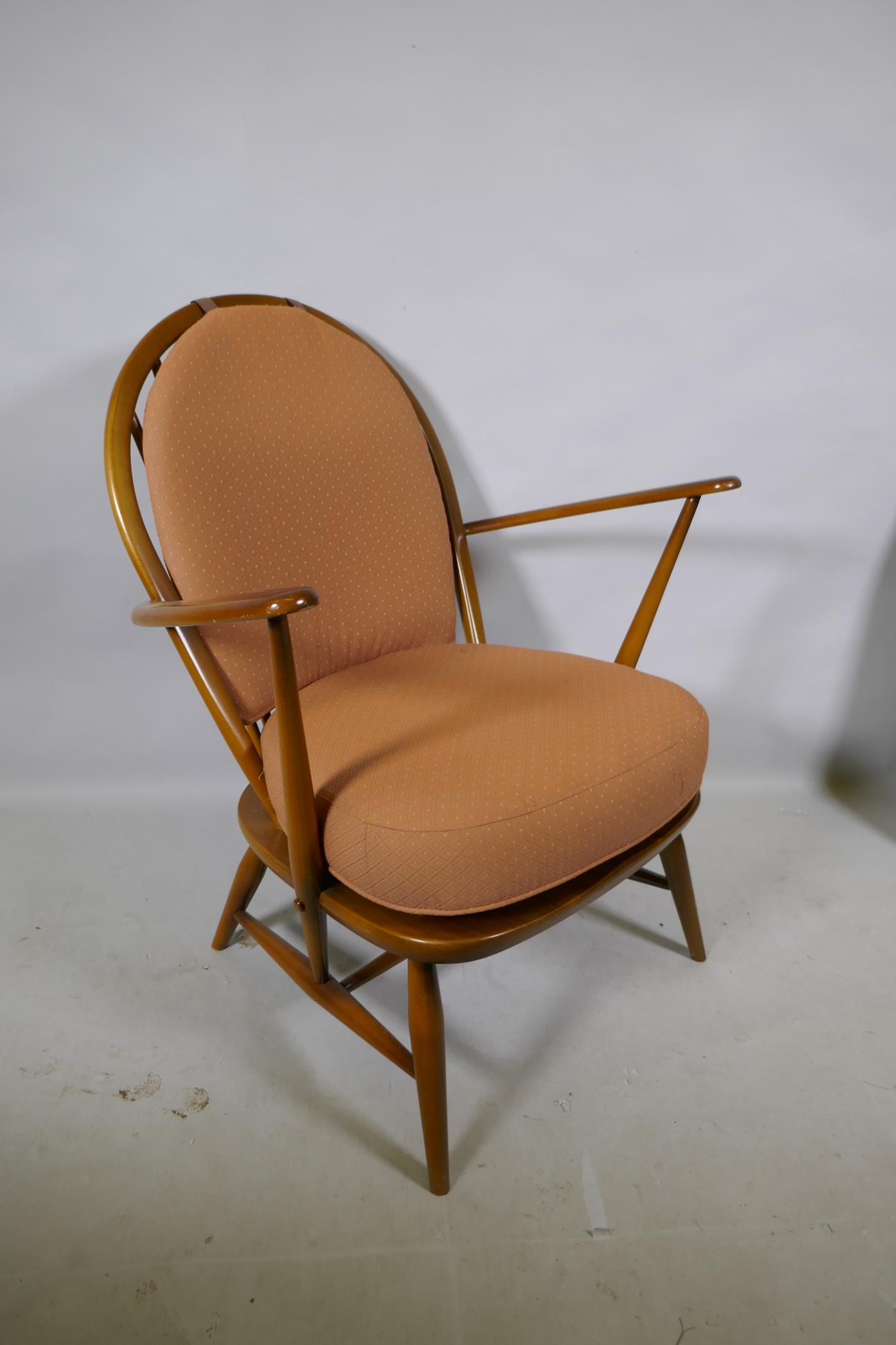 A vintage Ercol elm Fleur de Lys armchair - Image 2 of 3