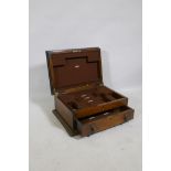A 1920s oak canteen with fitted drawer, 44 x 33 x 19cm