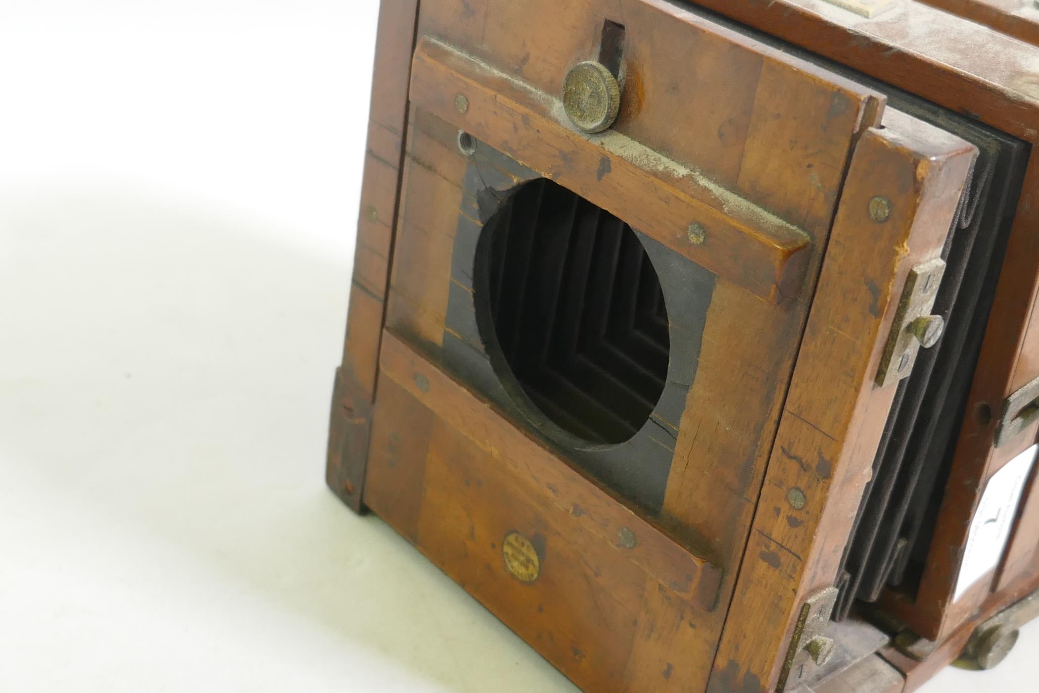 E & T Underwood, Birmingham, a mahogany cased plate camera, retailed by Benetfink & Co, 17 x 17 x - Image 2 of 5