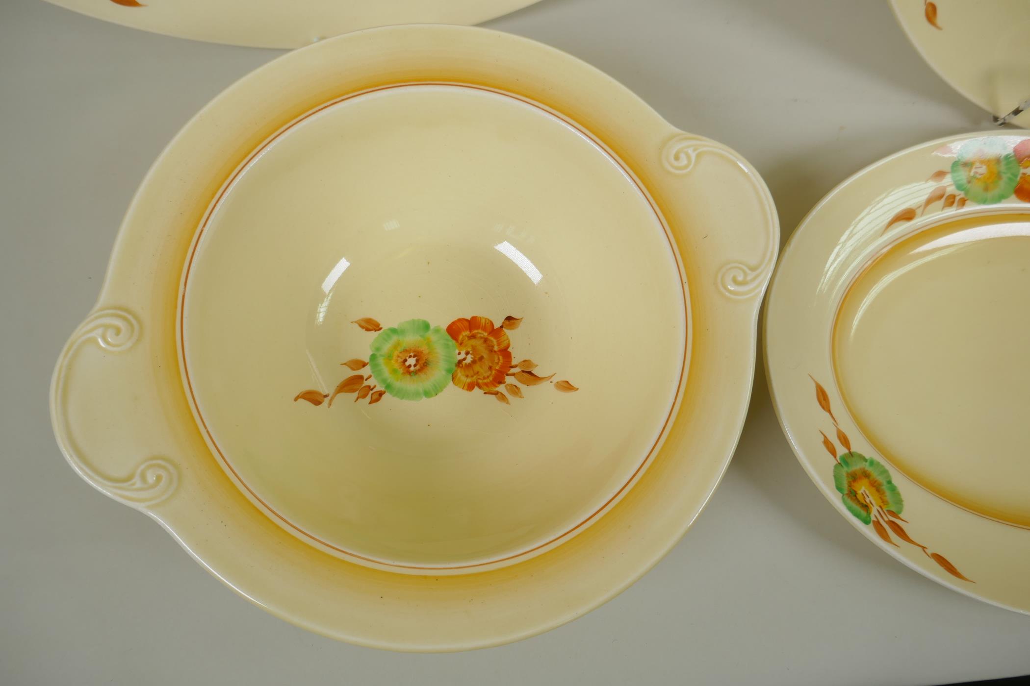 A set of Newport Pottery Clarice Cliff Corolla pattern oval serving dishes and tureen, largest 41 - Image 3 of 7