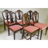 Four Hepplewhite style shield back mahogany dining chairs and two similar