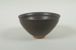 A Chinese Jian kiln rice bowl with hares fur glaze, 13cm diameter