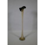 A vintage floor standing art glass 'Jack in the Pulpit' calla lily vase, 102cm high