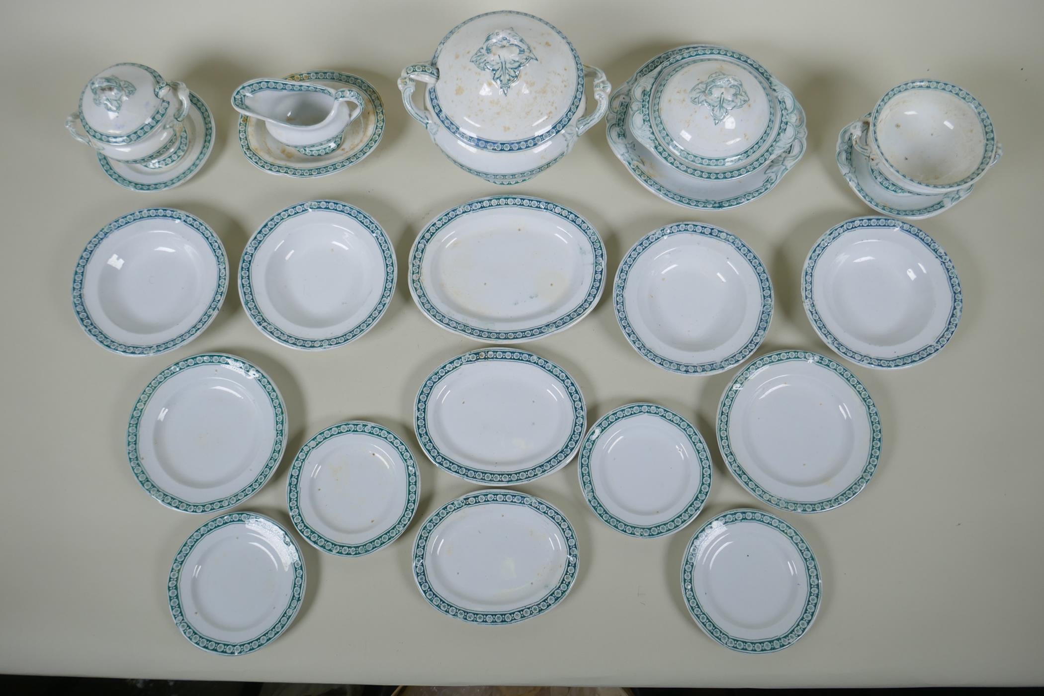 A Victorian transfer printed porcelain doll's dining service, four settings including tureens, gravy - Image 2 of 5