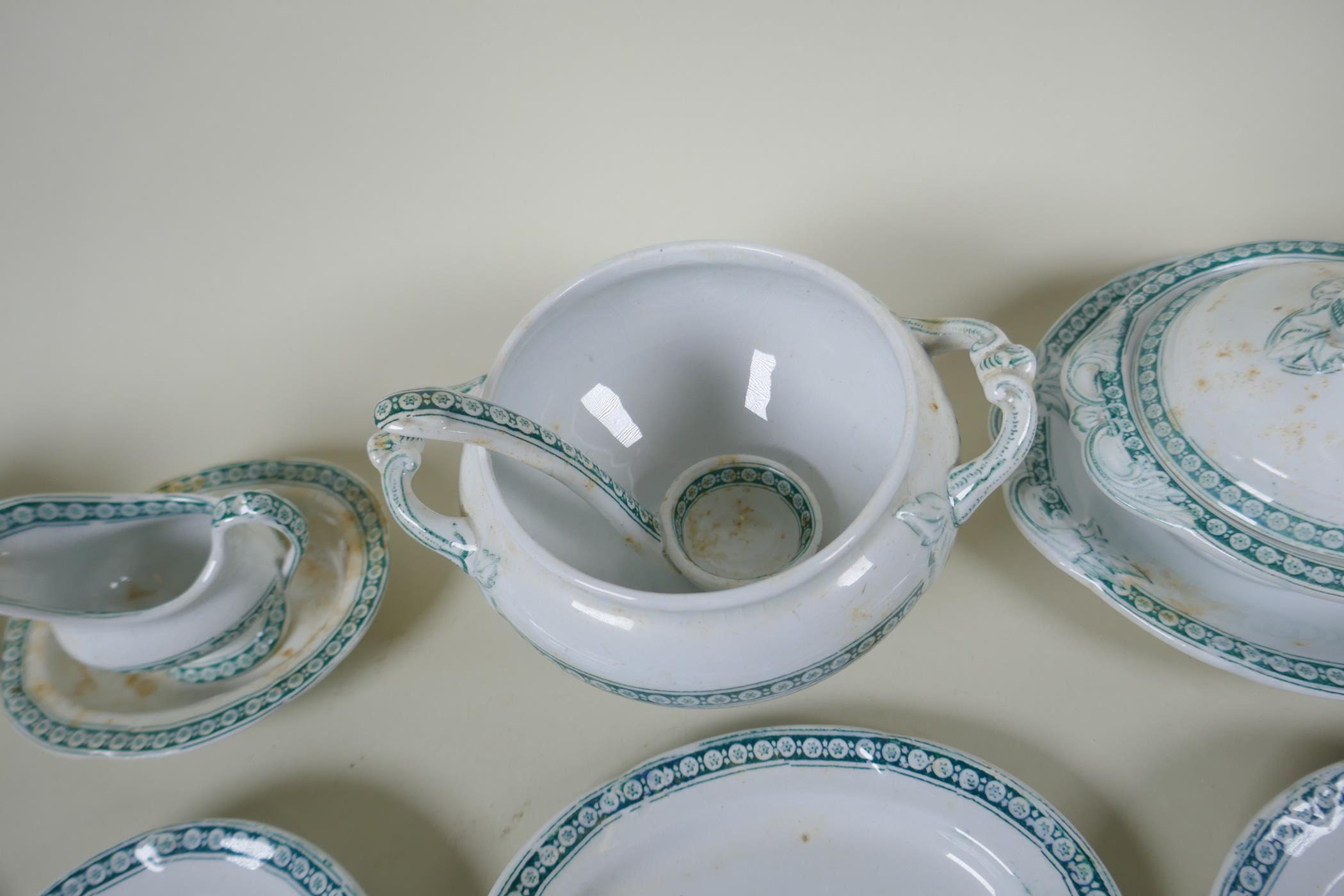 A Victorian transfer printed porcelain doll's dining service, four settings including tureens, gravy - Image 4 of 5