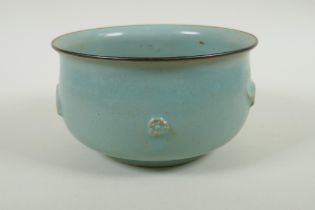 A Chinese celadon crackle glazed porcelain bowl, 18cm diameter
