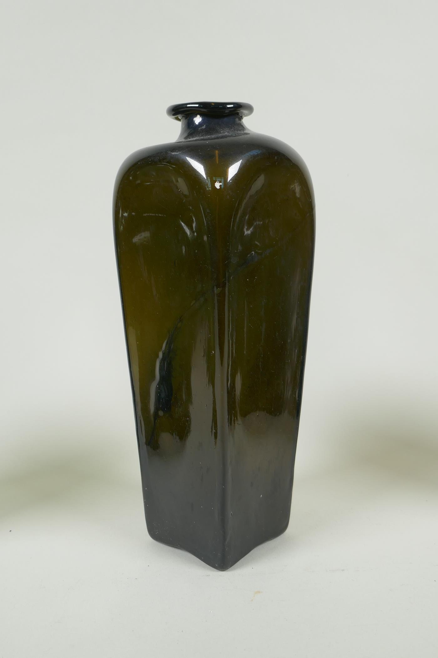 Three C19th green glass wine bottles, 26cm highest - Image 3 of 4