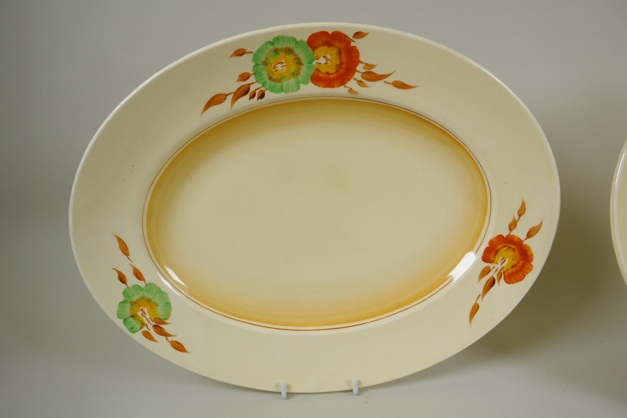 A set of Newport Pottery Clarice Cliff Corolla pattern oval serving dishes and tureen, largest 41 - Image 4 of 7