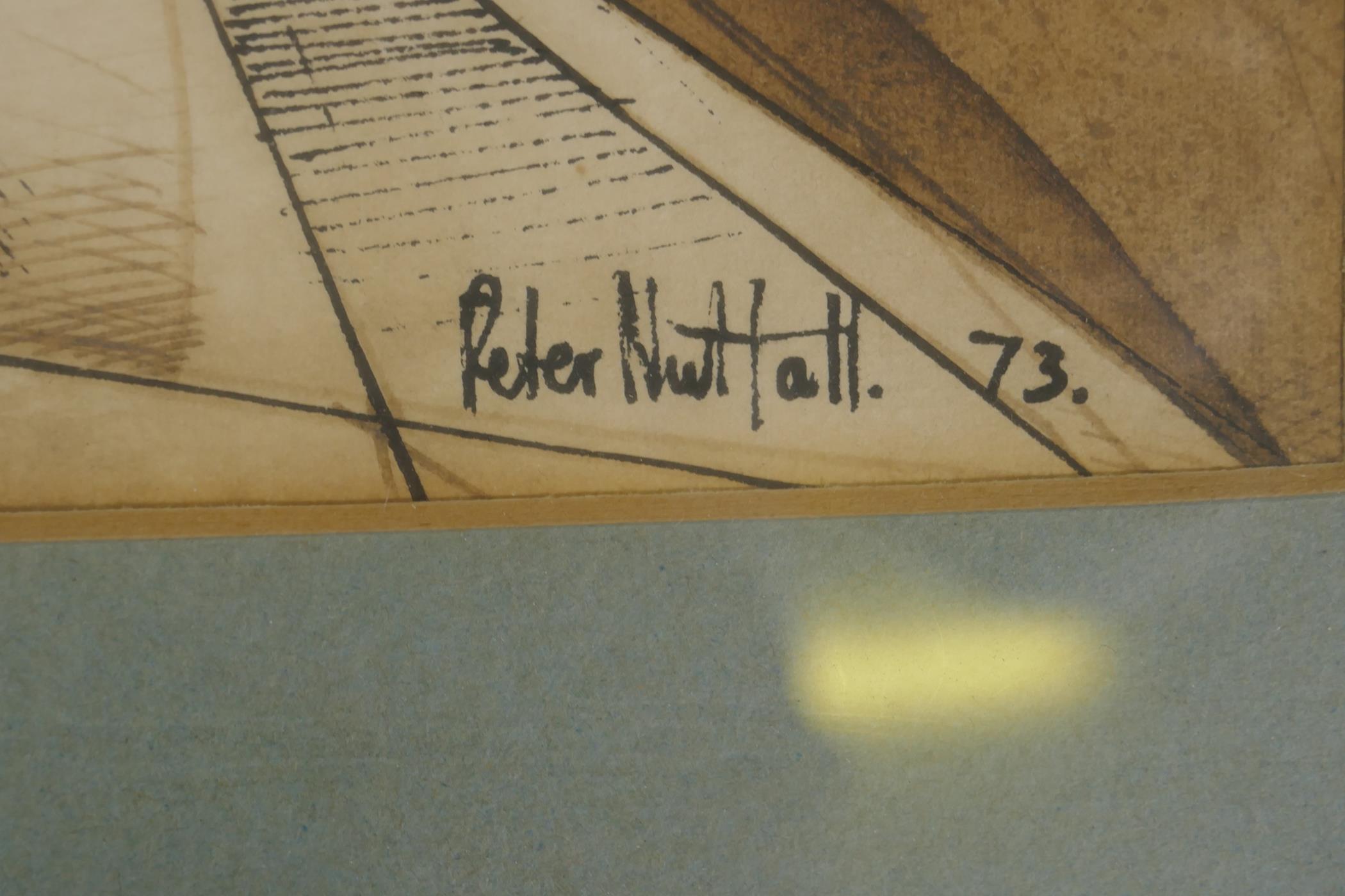 Peter Nuttall, abstract, signed and dated '73, labelled verso Talbot Gallery, Oxford, pen and - Image 4 of 6