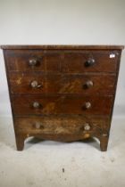 A C19th mahogany chest of two over three drawers, raised on bracket supports, 100 x 55 x 108cm