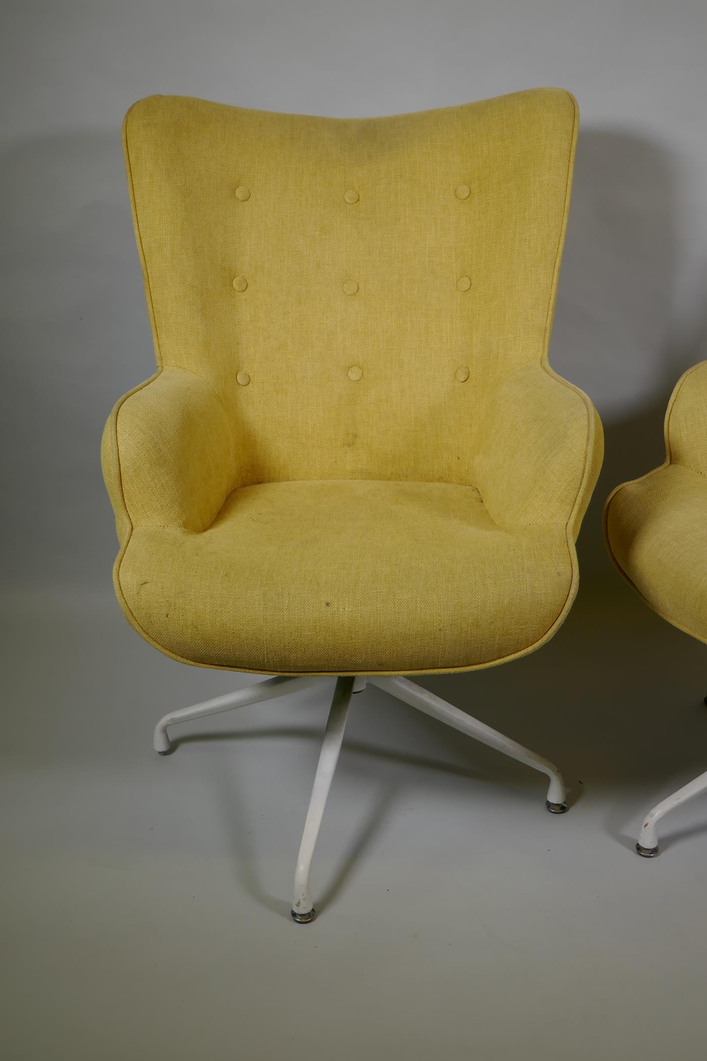 A pair of reclining swivel armchairs on spider legs - Image 2 of 4