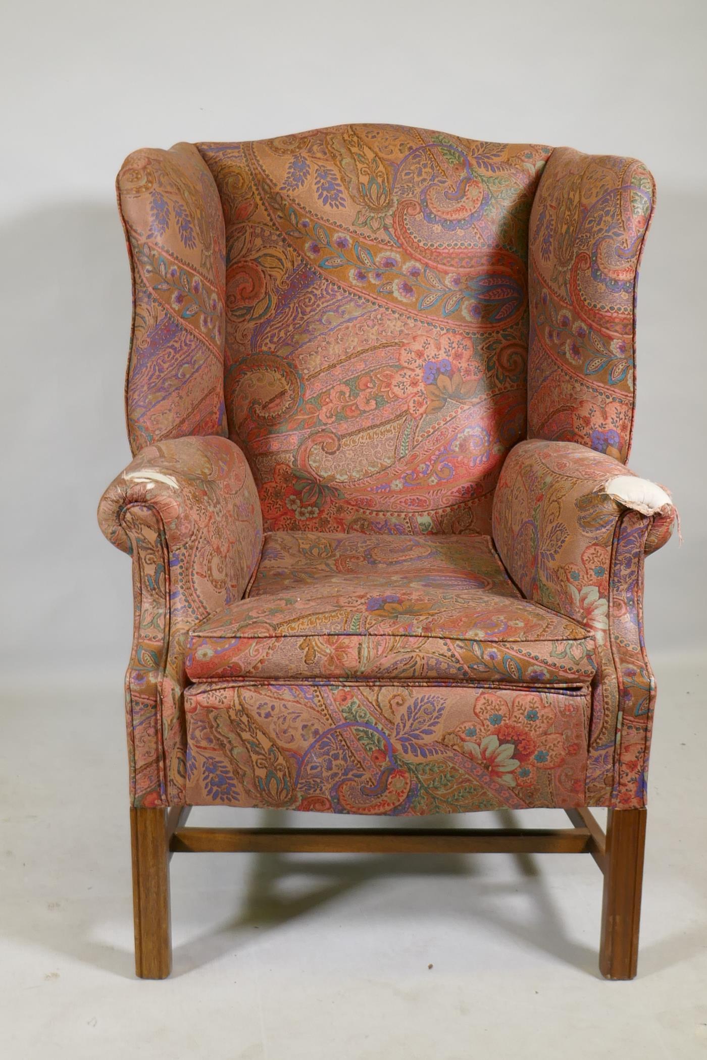 A Georgian style wingback armchair - Image 2 of 2