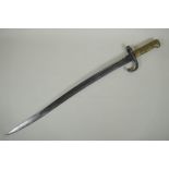 A French M1866 Chassepot Bayonet, the blade stamped with the German Weyersberg King's head makers