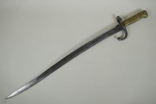 A French M1866 Chassepot Bayonet, the blade stamped with the German Weyersberg King's head makers