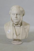 A C19th Parian ware bust of John Bright, impressed, Adams & Co, E.W. Wyon. F, published John