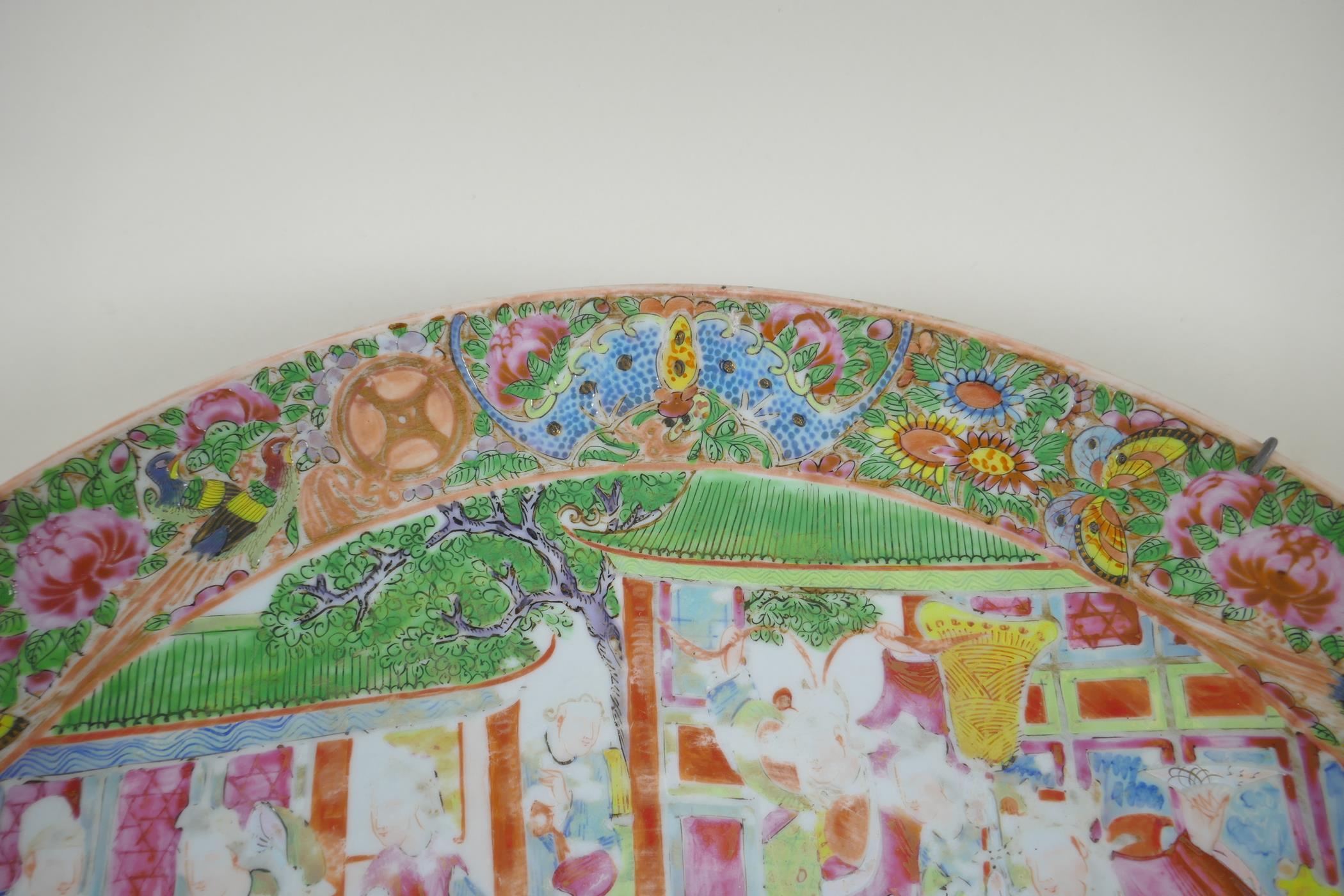 A C19th Chinese Canton famille rose porcelain charger for the Persian market, decorated with figures - Image 4 of 8