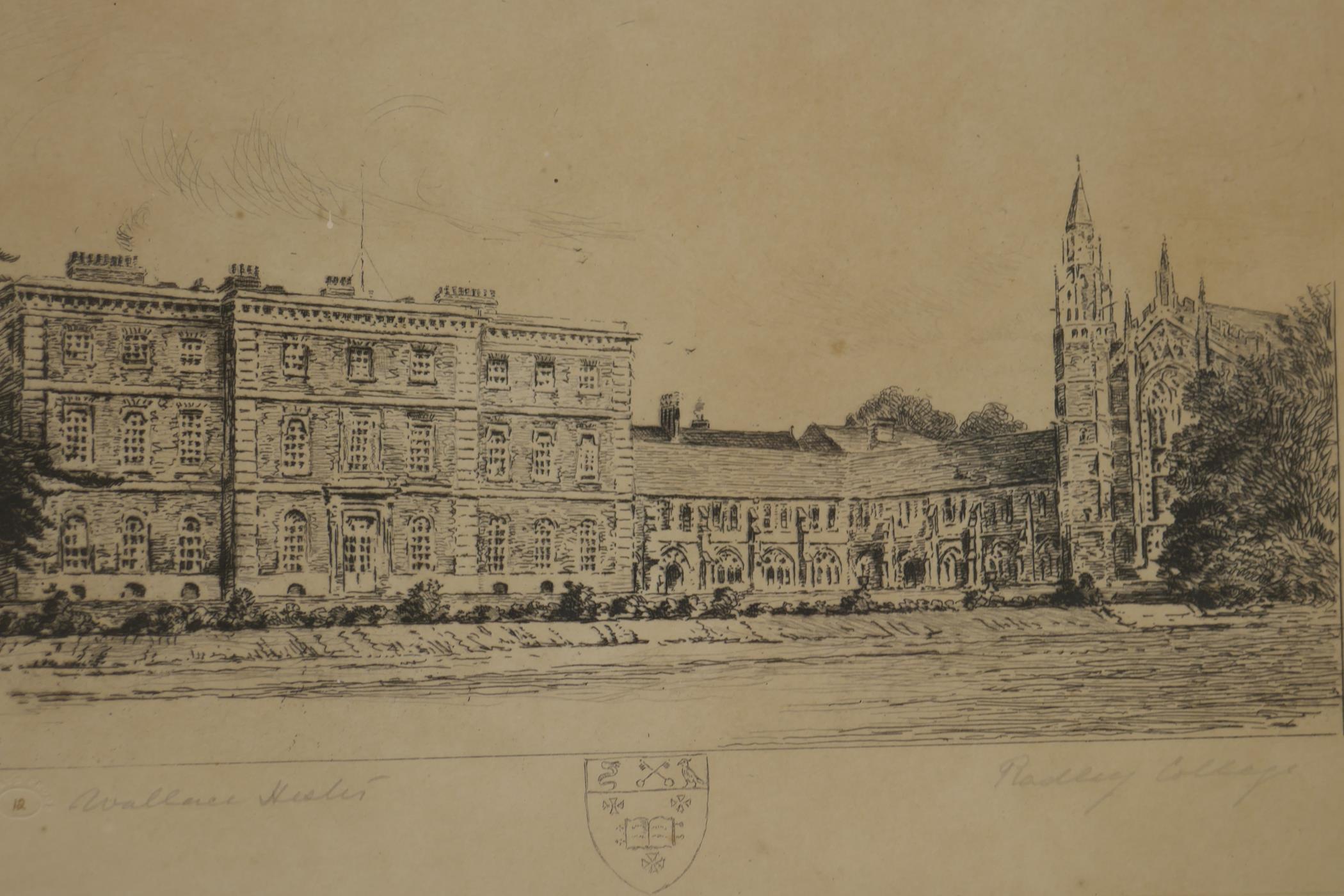 Wallace Hester, Radley College, engraving, signed with Artist's Proof blind stamp, No 10, 26 x 20cm, - Image 3 of 4