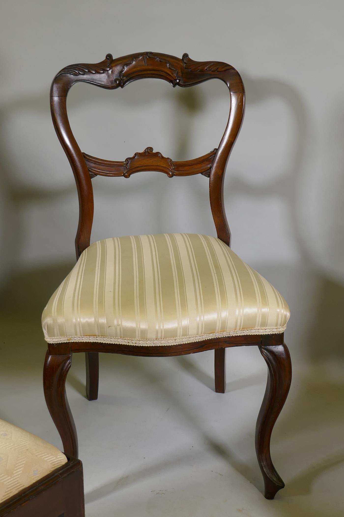 A Chippendale style elbow chair, two standard chairs, a balloon back and walnut high back nursing - Image 3 of 6