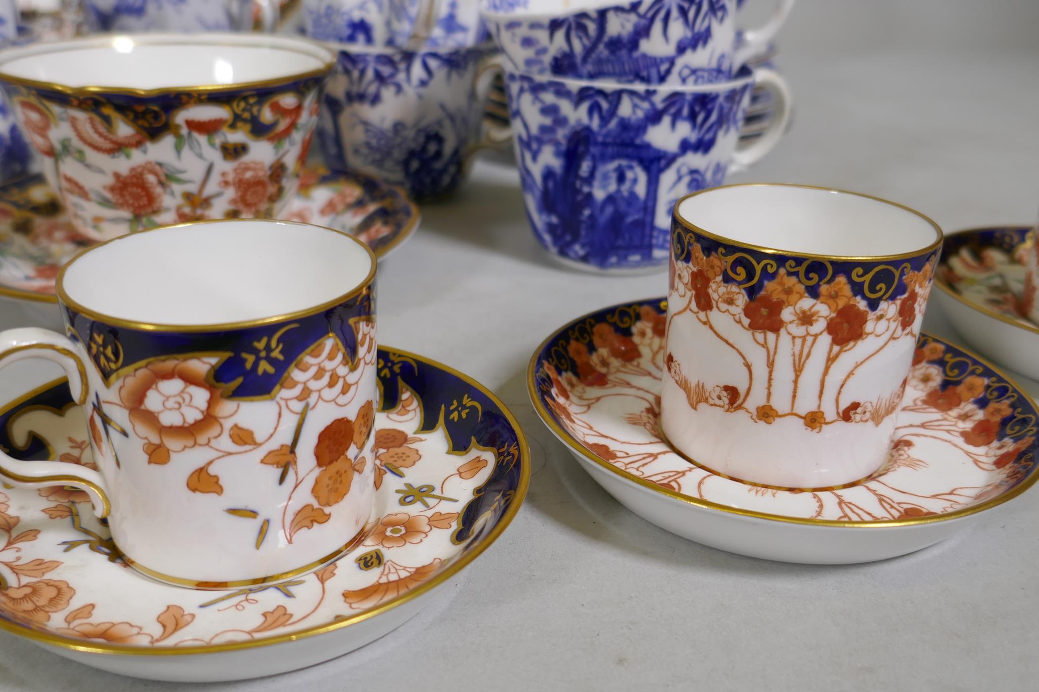 A collection of Royal Crown Derby porcelain, Imari palette and Mikado blue and white, different back - Image 6 of 7