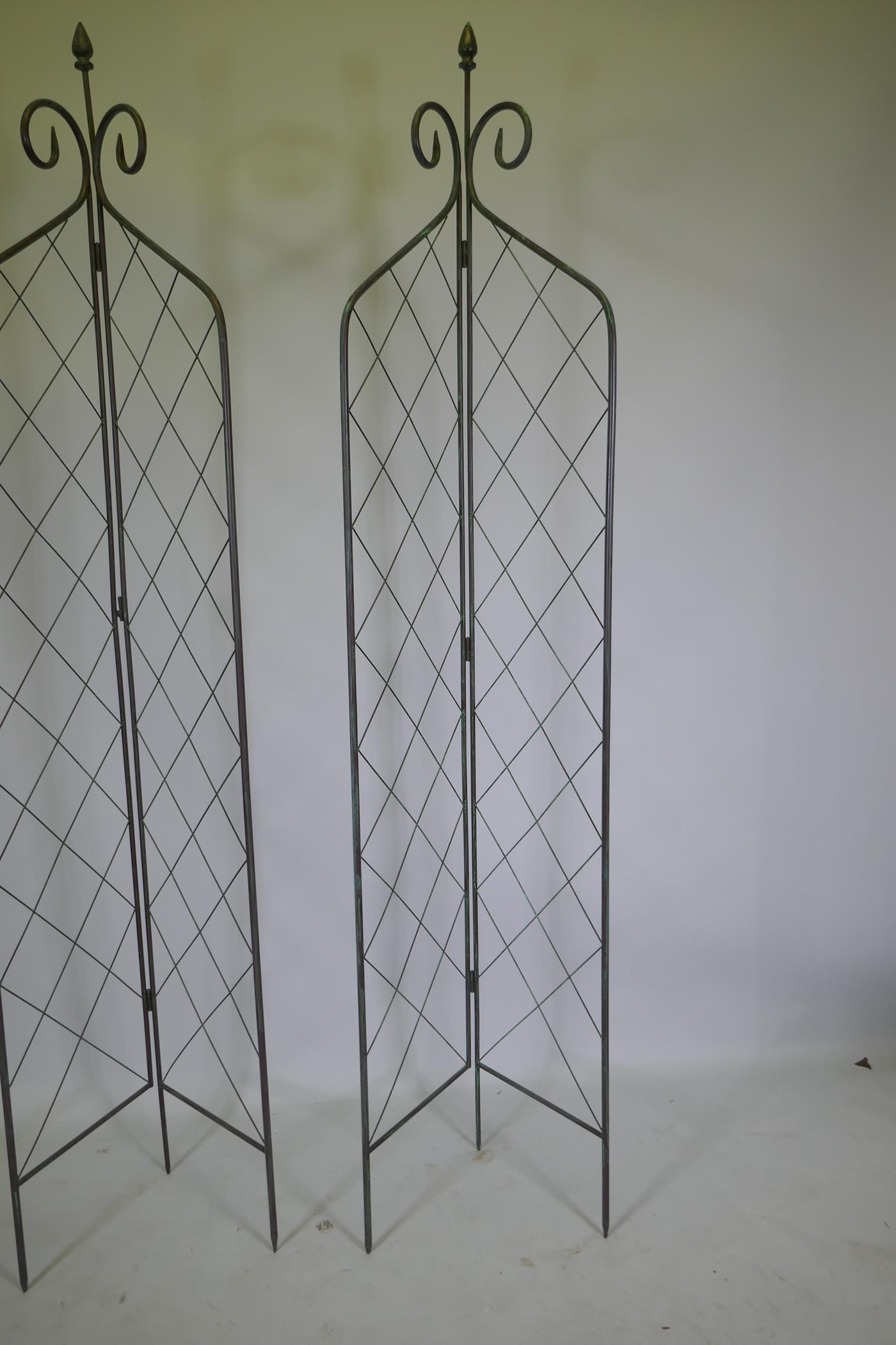 A pair of bifold metal plant supports, 210cm high - Image 2 of 2