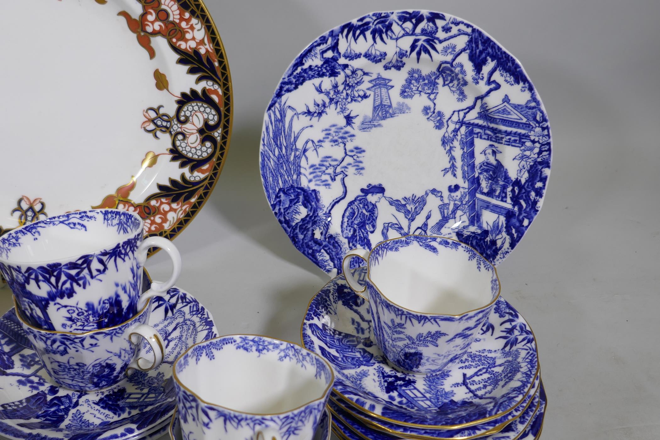 A collection of Royal Crown Derby porcelain, Imari palette and Mikado blue and white, different back - Image 4 of 7
