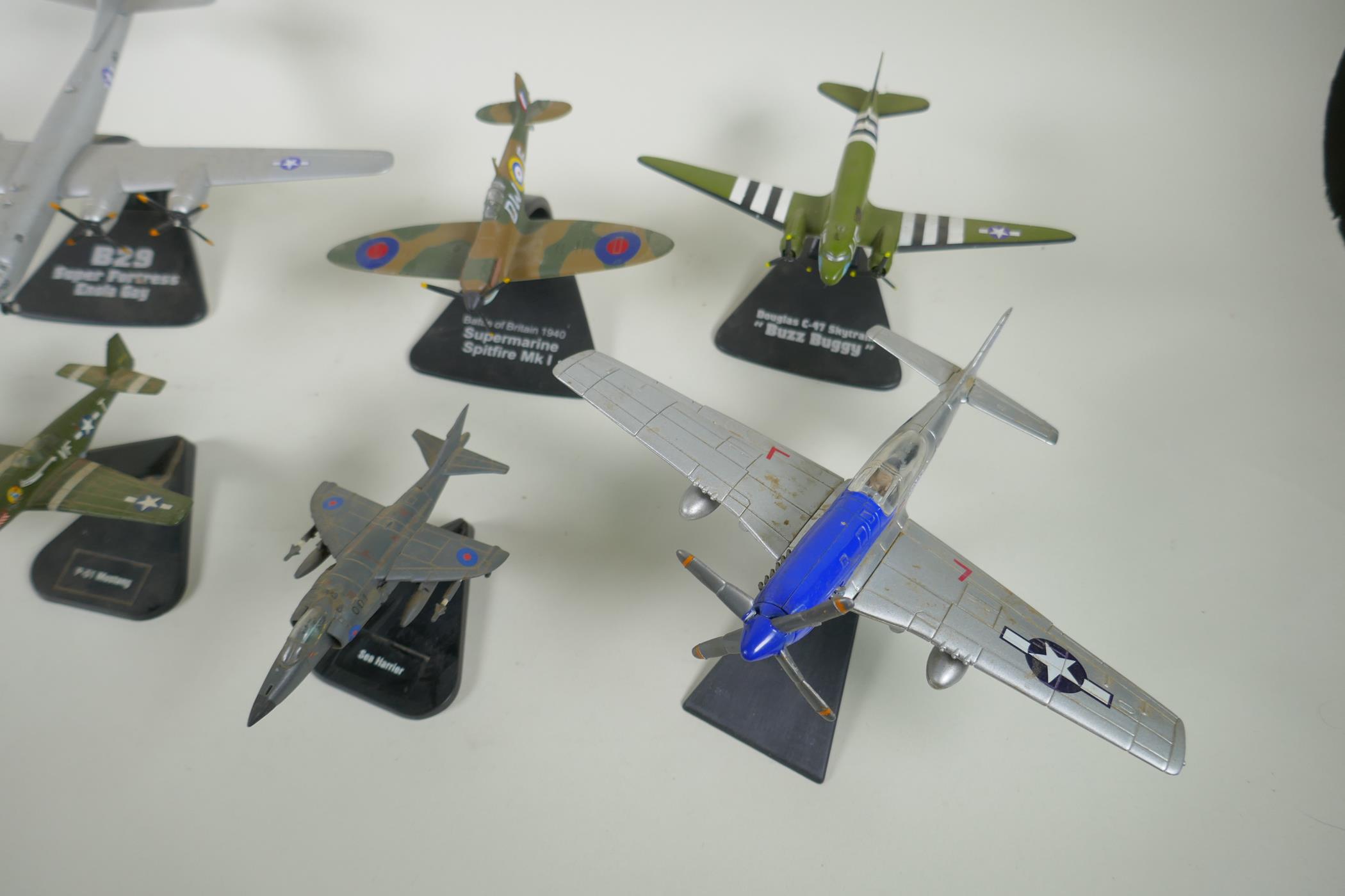 Five Atlas Editions diecast model aircraft including B29 Super Fortress Enola Gay, B-17F Memphis - Image 4 of 8