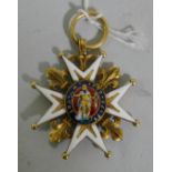 A French military medal, Ordre de Saint Louis, gold and enamels, 37mm, gross weight 16.4g, late