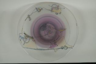 A Romanian studio glass bowl/charger by Ian Tamaian, 49cm diameter