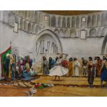 T. Altemim, Oriental court dervish and musicians, oil on canvas, 91 x 76cm