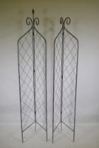 A pair of bifold metal plant supports, 210cm high, 1AF