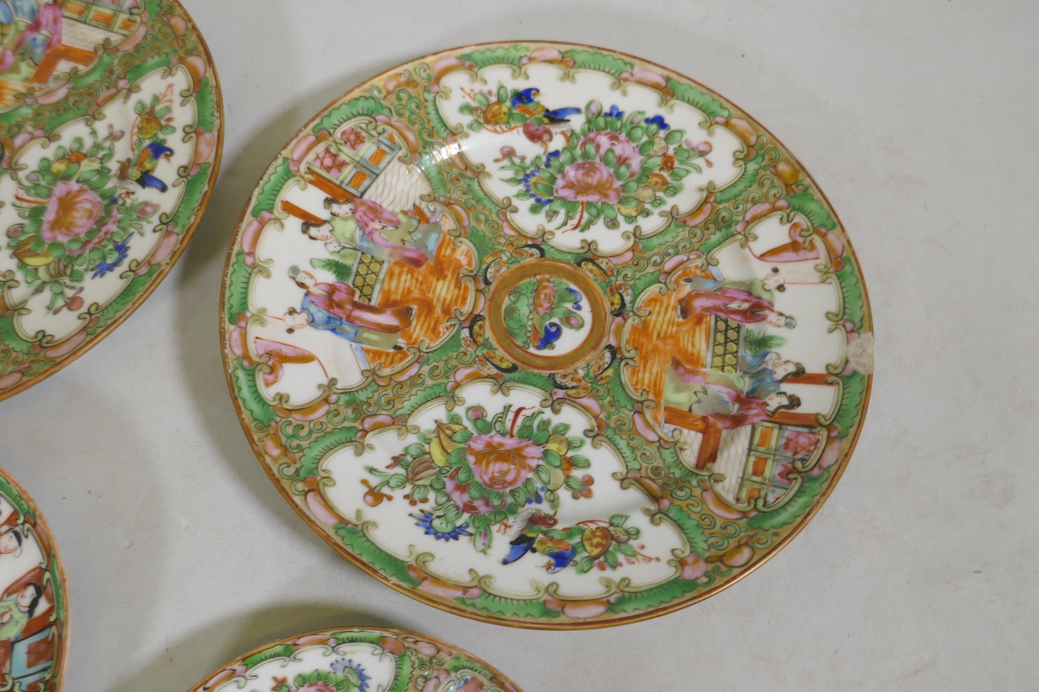 A collection of Cantonese famille verte export ware porcelain, largest plate 25cm diameter - Image 4 of 6