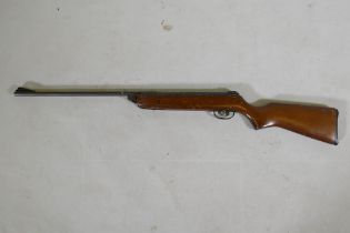 A BSA Meteor break barrel air rifle, serial no ZE07394, 105cm long