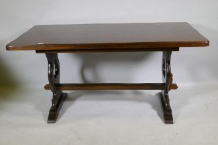 An oak veneered refectory style table, 153 x 77 x 74cm