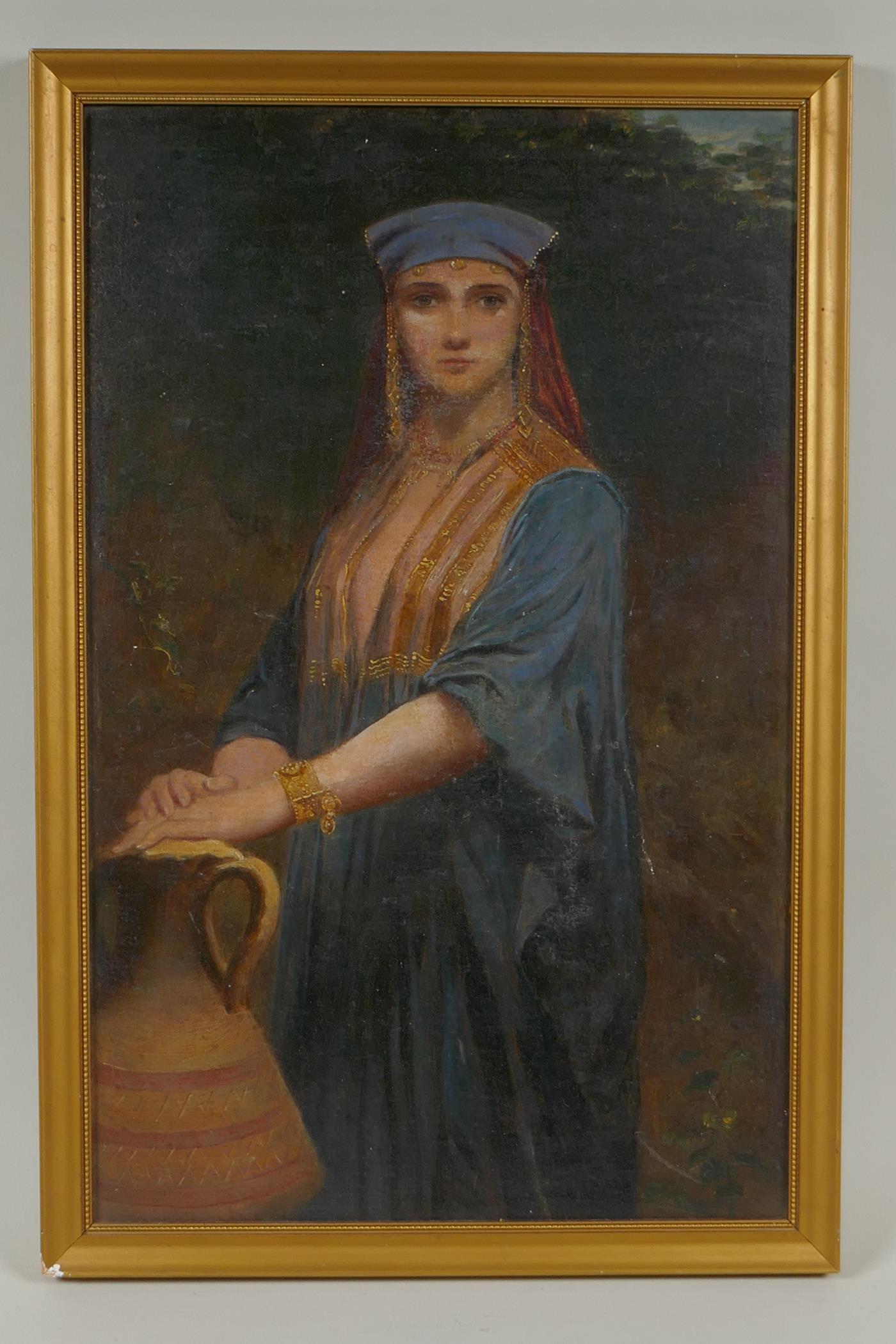 After Charles Zacharie Landelle, (French, 1821-1908), female Fellah, late C19th/early C20th, oil - Image 2 of 3